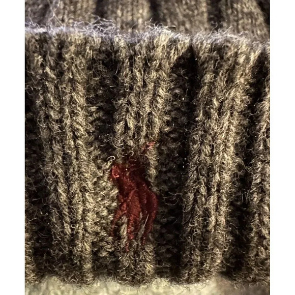 Polo Ralph Lauren Lamb’s Wool Knit Beanie Winter Hat Cap Unisex Size small Gray - Picture 3 of 4